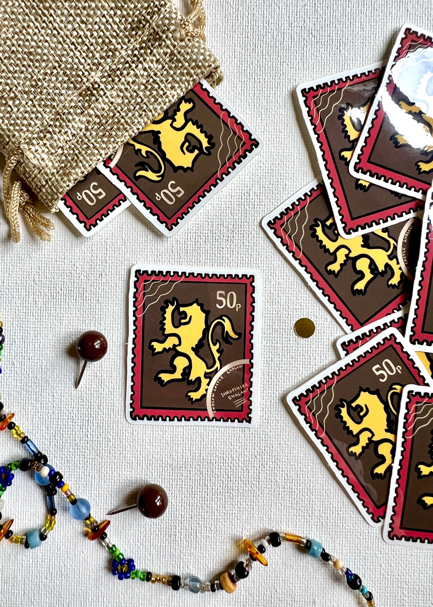Heraldic Gold Lion Stamp Sticker