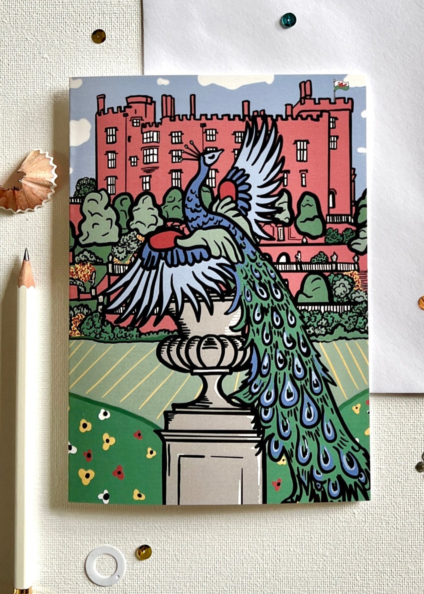 Powis Castle Peacock Card