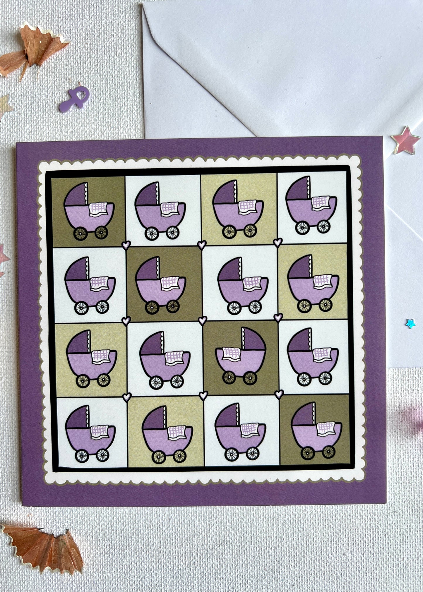 Purple Prams Baby Card