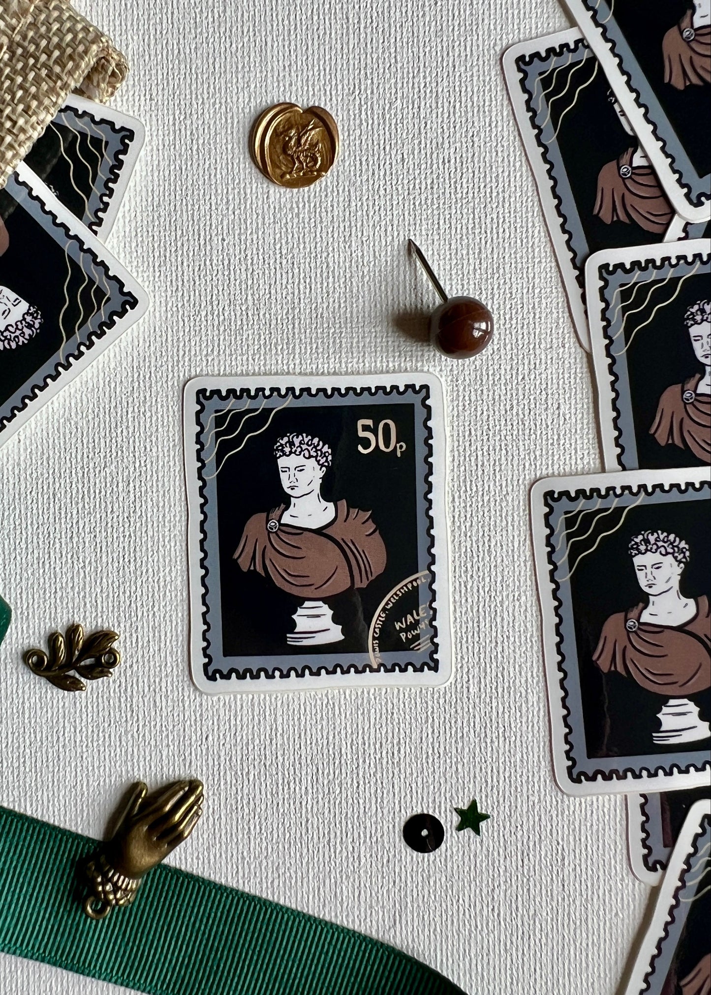 Roman Bust Stamp Sticker