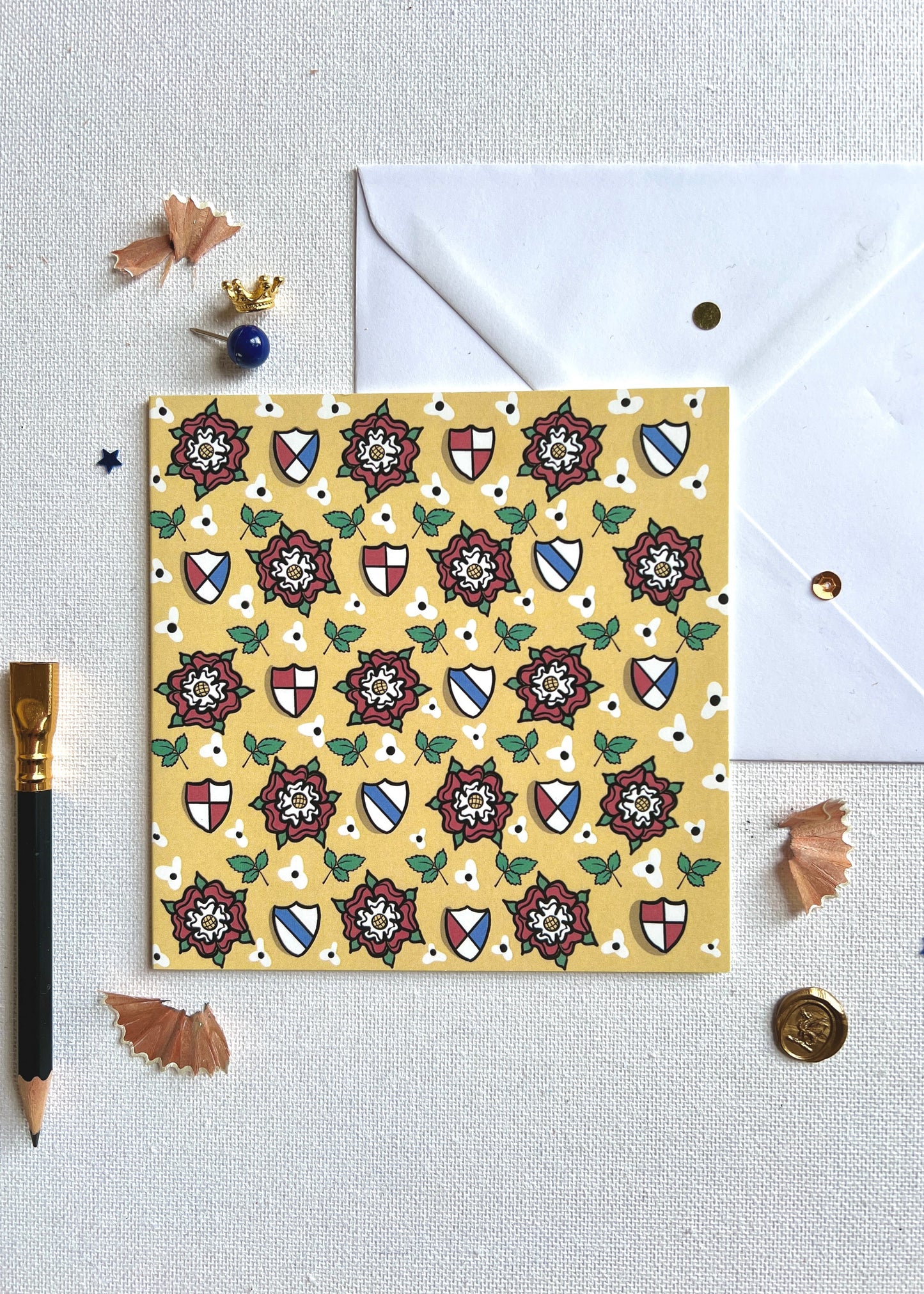 Tudor Roses and Shields Card
