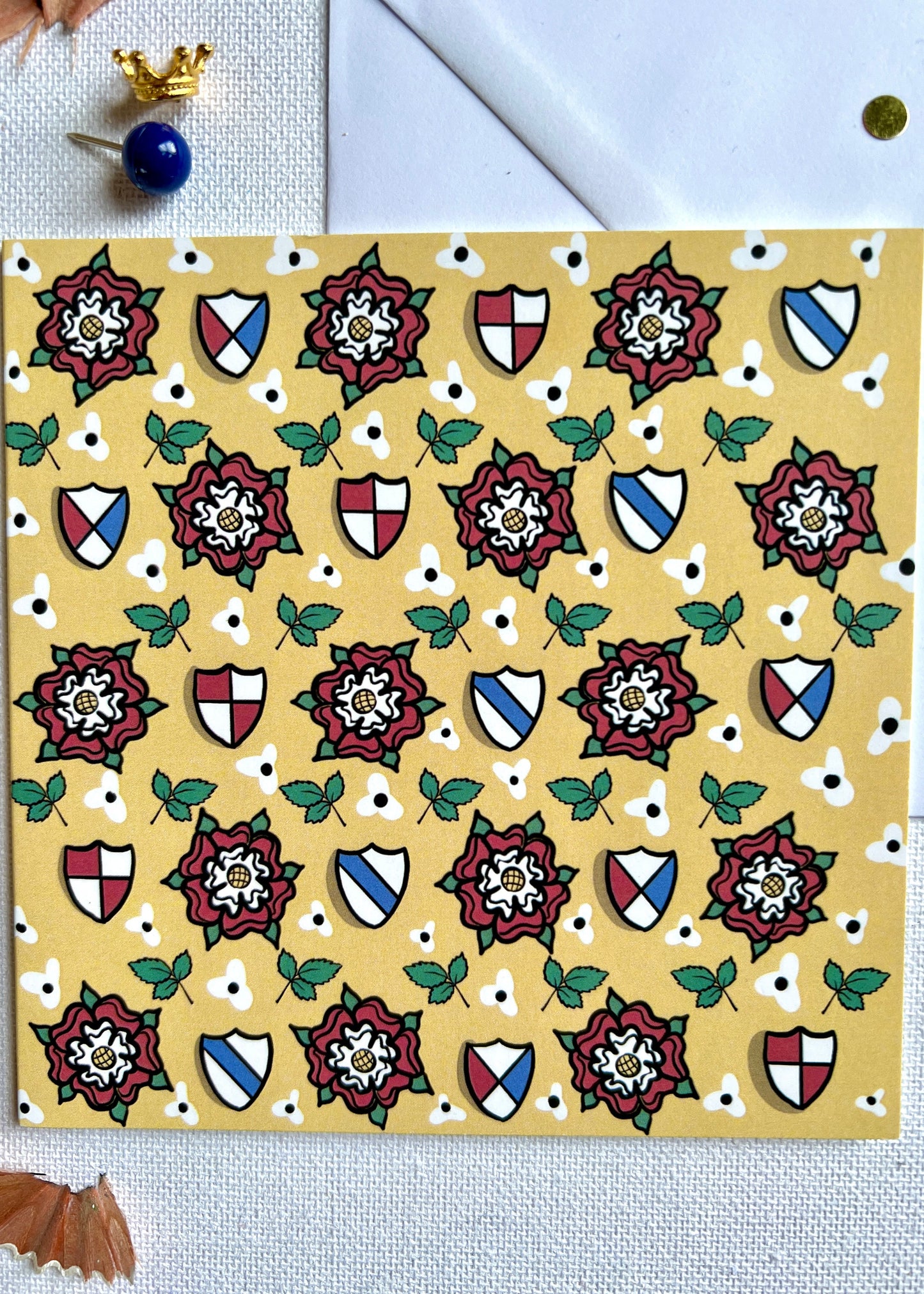 Tudor Roses and Shields Card