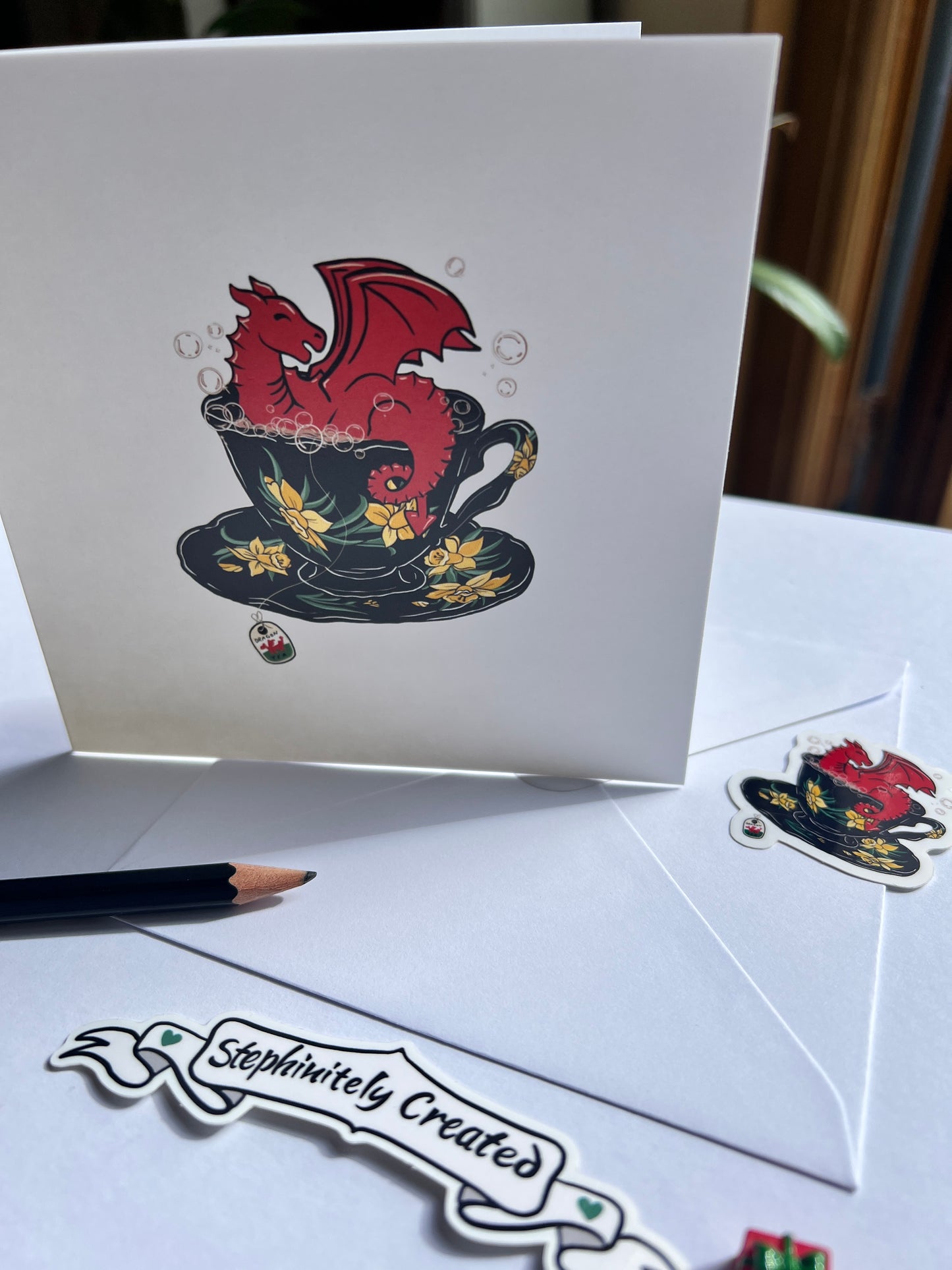 Welsh Dragon in a Black Teacup