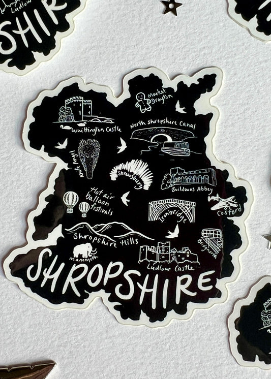 Black & White Shropshire Sticker