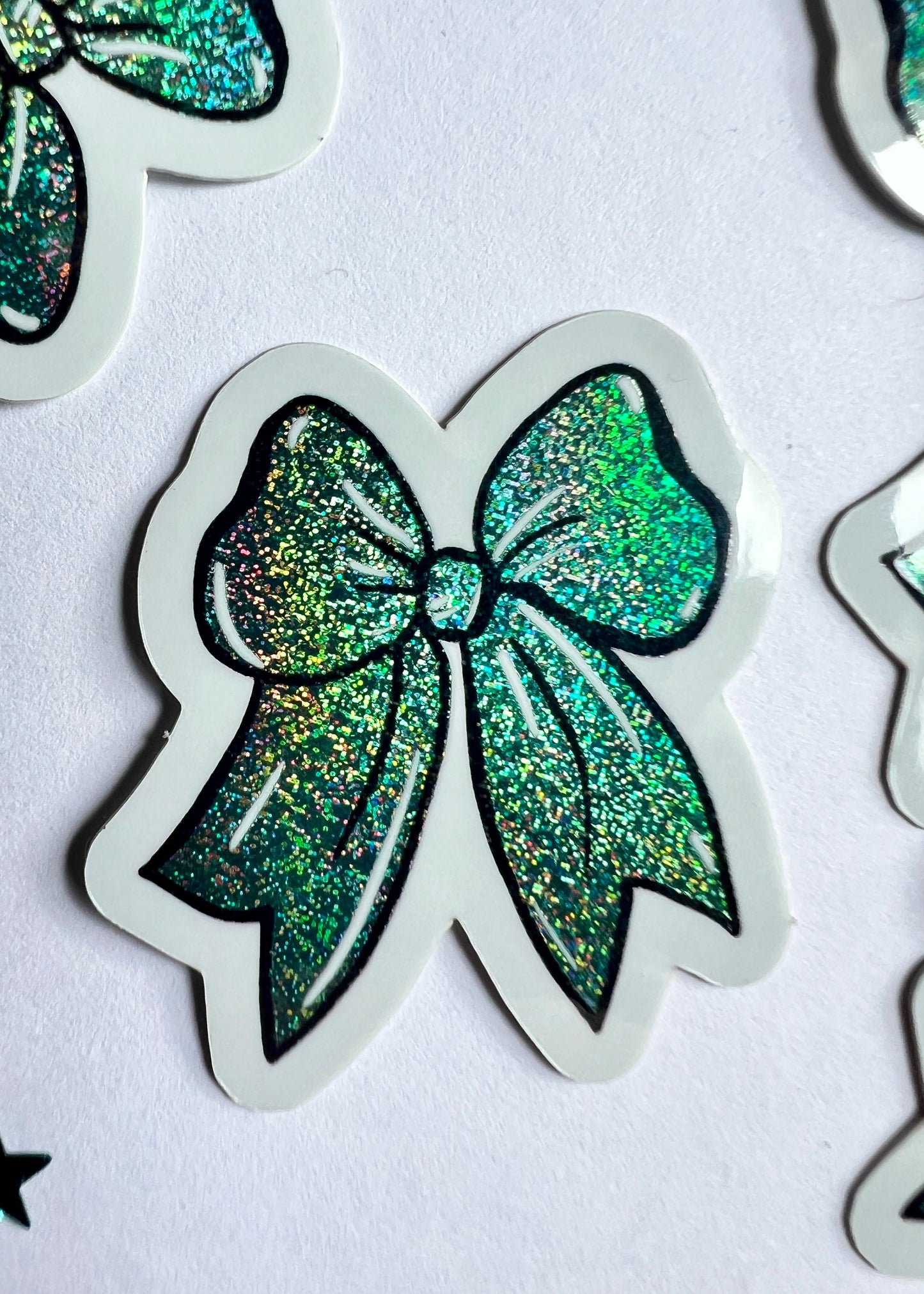 Sparkly Green Bow Sticker